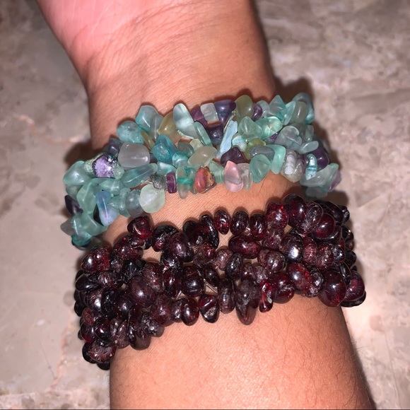 Garnet Chips Bracelet Set - Picture 1 of 5